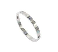 SEFILKO Luxury Gold-Plated Stainless Steel Simple Style Love Bangle Bracelet for Women Men (Silver-16)