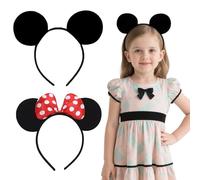 SEFIRST 2 Pcs Black Mouse Ears Headband for Adults Children, Fancy Dress Costume Head Band Accessory, Mouse Fancy Dress Ears Head Band, Cartoon Headband for Party Decoration Gift Birthday Halloween