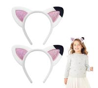 SEFIRST 2 Pcs Cat Ears Headbands for Adult Children, Plush Soft Cute Hair Headbands, Cat Ears Halloween for Birthday Parties Cosplay Cosplay Cat Costume Hair Accessories,White