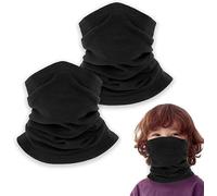 SEFIRST 2 Pcs Snoods for Kids, Winter Neck Warmer Scarf, Multifunctional Headwear Face Coverings Bandana Elastic Neck Gaiters Snood UV Resistence for Boy &Girl Windproof Face Mask for Sport, Black