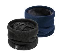 SEFIRST 2 Pcs Winter Neck Warmer Fleece Snoods, Scarf Thicken Windproof and Dust Skiing Knitted for mens women, Thermal Snood Neck Gaiters for Cycling Motocycle Sports Skiing (Black, Blue)
