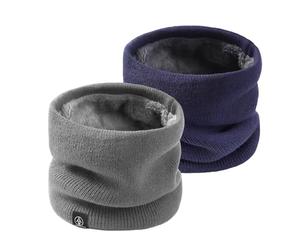 SEFIRST 2 Pcs Winter Neck Warmer Fleece Snoods, Scarf Thicken Windproof and Dust Skiing Knitted for mens women, Thermal Snood Neck Gaiters for Cycling Motocycle Sports Skiing (Grey, Blue)