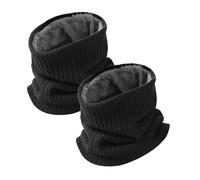 SEFIRST 2 Pcs Winter Snood, Neck Warmer Thermal Neck Gaiter Fleece Lined Infinity Scarf Thicken Windproof and Dust Skiing Circle Motorcycle for mens women Double-Layer Fleece Lining Knit(Black)