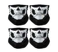 SEFIRST 4 Pcs Skull Mask, Breathable Ghostface Face Masks Black Skull Balaclava Mask, Seamless Tube Face Shield Ski Masks, Multifunctional Scarf Headwear Neckwarmer for Motorcycle Bike Halloween