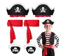 SEFIRST 6 Pcs Pirate Costume Accessories Kit Boys Pirate Capitain Fancy Dress Kids Adult Role Play Dress Up for Party Birthday Party Halloween, Pirates hat Belt Eyepatches