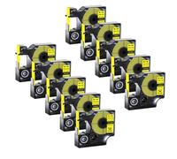 SEFNPOME 10PK Compatible Label Maker Tapes For 18489 18491 18490 19mm 3/4 Inch Black On White Industrial Flexible Nylon(Black on Yellow 12mm)