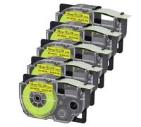 SEFNPOME 18mm Fluorescent Tapes Compatible With AR-18FYW 5PK Black On Fluro Yellow For KL-60 KL-60SR KL-C500 KL-P350W Label Printers