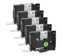 SEFNPOME 5Pcs Black On Clear High-Tack Acrylic Adhesive Laminated Label Tape Compatible With TZe-s131 For Printers 9mm 12mm 18mm 24mm Labels