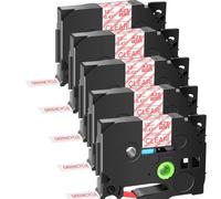 SEFNPOME 5PK Red On Clear Label Tape Compatible With Tze 132 12mm Laminated Tape For Printers PTD410 PTD610 PTE300 PTD460BT