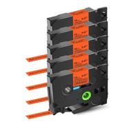 SEFNPOME 5PK TZE B51 B41 B31 B21 Black On Orange Laminated Label Tape Compatible With PT2730 PT960 PTD600VP For Various Labeling Needs 6-24mm