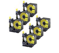 SEFNPOME 6Pcs 18055 18056 Black On White Heat Shrink Tube Tapes Compatible For Label Maker 6mm 9mm 12mm 19mm 24mm Label Tapes(24mm Black on Yellow)