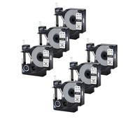 SEFNPOME 6Pcs 18055 18056 Black On White Heat Shrink Tube Tapes Compatible For Label Maker 6mm 9mm 12mm 19mm 24mm Label Tapes(12mm Black on White)