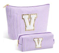 SEFORICO Personalized Make Up Bag - Birthday Gifts for Women Initial Makeup Bags Large Capacity A-Z Cosmetic Bags 2 Pack Makeup Bag Women's Portable Toiletry Bag