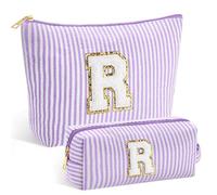SEFORICO Personalized Make Up Bag - Birthday Gifts for Women Initial Makeup Bags Large Capacity A-Z Cosmetic Bags 2 Pack Makeup Bag Women's Portable Toiletry Bag