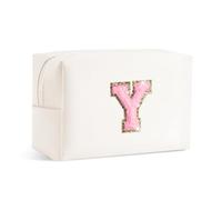 SEFORICO Small Makeup Bags for Women - Waterproof Leather Cosmetic Bag A-Z Personalized Bag Portable Travel Women's Purse