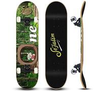 Sefulim 31 x 8 Inch Complete Skateboard 11 Layer Canadian Maple Double Kick Deck Skateboard for Boys Girls Teens Adults Beginner