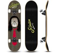 Sefulim 31 x 8 Inch Complete Skateboard 7 Layer Canadian Maple Double Kick Deck Skateboard for Boys Girls Teens Adults Beginner