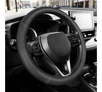 SEG Direct Steering Wheel Cover for Car Large Size 39.5-41cm, Black | For F-150 Tundra Range Rover Car Truck SUV, Microfiber Leather, Non-Slip Comfortable Grip, Auto Interior Accessories
