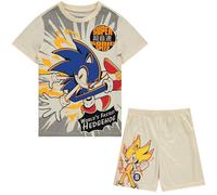 SEGA Boy's Sonic The Hedgehog 4-20 Jumbo Print Tee & Mesh Short 2pc Set T-Shirt, Cream, 4-5
