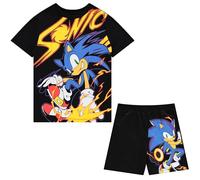 SEGA Sonic The Hedgehog Boys 4-20 Jumbo Print Tee & Mesh Short 2pc Set T-Shirt Set, Black, 6-7 Boys