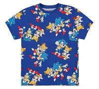 SEGA Sonic The Hedgehog Men's Shirt - The Fastest Thing Alive - The Blur Blur - Official Allover Print T-Shirt, Navy, XXL