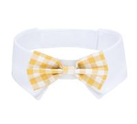 Segarty Dog Bow Tie, Adjustable Yellow Plaid Bowtie Collar for Extra Large Dogs, Pet Neck Tie Tuxedo Comfortable Cotton Boy Pets Grooming Accessories for Formal Wedding Holiday Birthday Gift Party