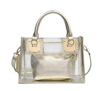 Segater® Clear Crossbody Handbags,Women's Small Tote Beach Bag Fashion Clear Jelly Handbag Top Handle Shoulder Bag Gold Transparent Purse