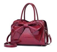 Segater Shoulder Bags for Women Cute Big Bow Tote Handbag PU Patent Leather Purse Work Shopper Satchel with Zipper Closure