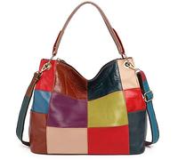 Segater Women Random Multicolor Tote Handbag Cube Splicing Design Shoulder Bag Colorful Shopper Satchel Purses