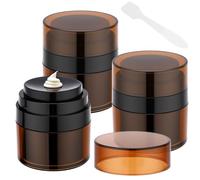 Segbeauty 0.5oz Mini Refillable Airless Pump Jars for Lotions, 3pcs Amber Travel Size Cream Containers Empty Jar, 15ml Small Vacuum Jar Pump Dispenser Bottles for Skincare Cosmetics Toiletry Bottles