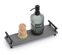 Segbeauty 12x4in Stone Drying Mat, Instant Dry Sink Caddy, Kitchen & Bathroom Sink Organizer, Grey, Textured, Rectangular, Minimalist, 12.2x4x3.937 inches, 5 lbs Max Weight, Wipe With Damp Cloth