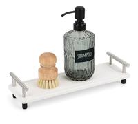 Segbeauty 12x4in Stone Drying Tray for Kitchen Counter, Water Absorbent Fast Drying Diatomaceous Tray, Instant Dry Sink Caddy Countertop Organizer Rack Soap Holder Small Vanity Tray for Bathroom White