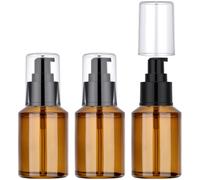 Segbeauty 2oz Refillable Glass Travel Bottles for Toiletries, 3pcs Amber Lotion Pump Bottles Empty, 60ml Mini Travel Lotion Container, Small Liquids Container Bottle Pump Dispener for Creams Oils