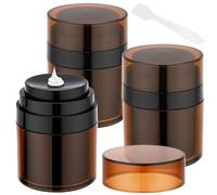 Segbeauty 3pcs Refillable Airless Pump Jars Travel Size Pump Botttles Lotion Dispenser for Lotion, Amber, 1oz/30ml