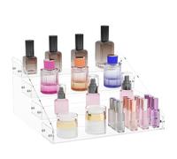 Segbeauty 4 Tier 12in Acrylic Perfume Organizer for Dresser, Cologne Organizer for Men, Clear Perfume Stand Rack for Bedroom, Cologne Stand for Men, Fragrance Shelf Acrylic Display Risers for Vanity