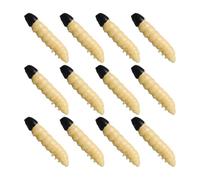 Segmented Silicone Worm Lure 12 Pieces, 1.5 Inch Floating Mealworm Lure for Casual Freshwater Casting Floating Mealworm Freshwater Soft Segmented Worm Shoreline Casting Pond Stream Fishing