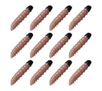 Segmented Silicone Worm Lure 12 Pieces, 1.5 Inch Floating Mealworm Lure for Casual Freshwater Casting Floating Mealworm Freshwater Soft Segmented Worm Shoreline Casting Pond Stream Fishing