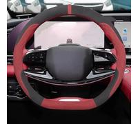 Segmented Steering Steering Wheel Protection Cover Fluffy Short Pile Anti Slip Interior Parts Accessorie For Explorer 2015-2023 2024(Style A Black Red)