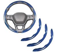 Segmented Steering Wheel Cover for Aston Martin One-77 Hypercar 2009-2012, Anti-Slip Car Steering Wheel Protector Breathable PU Auto Interior Accessories, Blue- 3PCS