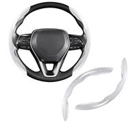Segmented Steering Wheel Cover for Aston Martin One-77 Hypercar 2009-2012, Anti-Slip Car Steering Wheel Protector Breathable PU Auto Interior Accessories,White-2PCS