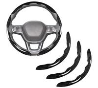 Segmented Steering Wheel Cover for Aston Martin One-77 Hypercar 2009-2012, Anti-Slip Car Steering Wheel Protector Breathable PU Auto Interior Accessories, Black- 3PCS