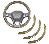 Segmented Steering Wheel Cover for Aston Martin One-77 Hypercar 2009-2012, Anti-Slip Car Steering Wheel Protector Breathable PU Auto Interior Accessories, Yellow- 3PCS