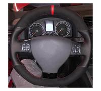 Segmented Steering Wheel Protector For VW For Golf 5 Mk5 For GTI R32 For Passat R GT 2005 Car Steering Wheel Cover Suede DIY Hand Stitched Protector(Red Blue Thread)