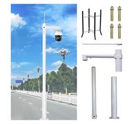 Segmented Surveillance Cameras Holder Column, White Household Security Camera Pole 78 118 158 177 237in, 2-3 Sections CCTV Pole wirh Lightning Rod(C,500cm-196.9")