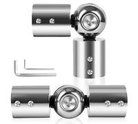 SEGNAYEN Hinged Elbow Connector Curtain Rod Corner Connector, Heavy Duty Bay Window Curtain Pole Elbow Joint Kit for 1” Curtain Rod, Adjustable Corner Curtain Pole Connector. Silver, 25mm