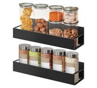 SEGNAYEN Magnetic Spice Rack, No Drill Magnetic Fridge Shelf, Metal Spice Storage Racks, Magnet Fridge Organizers for Kitchen Storage and Organization, Black, 2 PCS