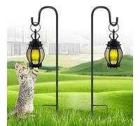 SEGNAYEN Shepherds Crook Hooks, Adjustable Festoon Pole with Base,81cm / 31.9in Border Garden Hooks for Hanging Lanterns, Plant Baskets, 4 Section Stitching, Set of 2