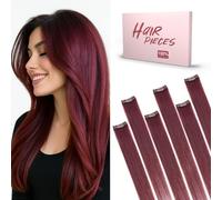 SEGO 10 inch Clip in Hair Extensions Real Human Hair 6PCS #99J Wine Red Double Lace Weft Single Clip Remy Highlights Hairpieces for Women Straight (31g)