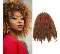 SEGO 11 Inch Afro Kinky Bulk Hair Braiding Curly Synthetic Hair Extensions For Braiding Afro Twist Hairpiece [Light Auburn]