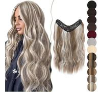 SEGO 18 Inch One Piece Clip in Hair Extensions U-Shaped Long Wavy Synthetic Curly One Piece Hairpieces With 5 Secure Clips, Dark Blonde Mix Ash Blonde
